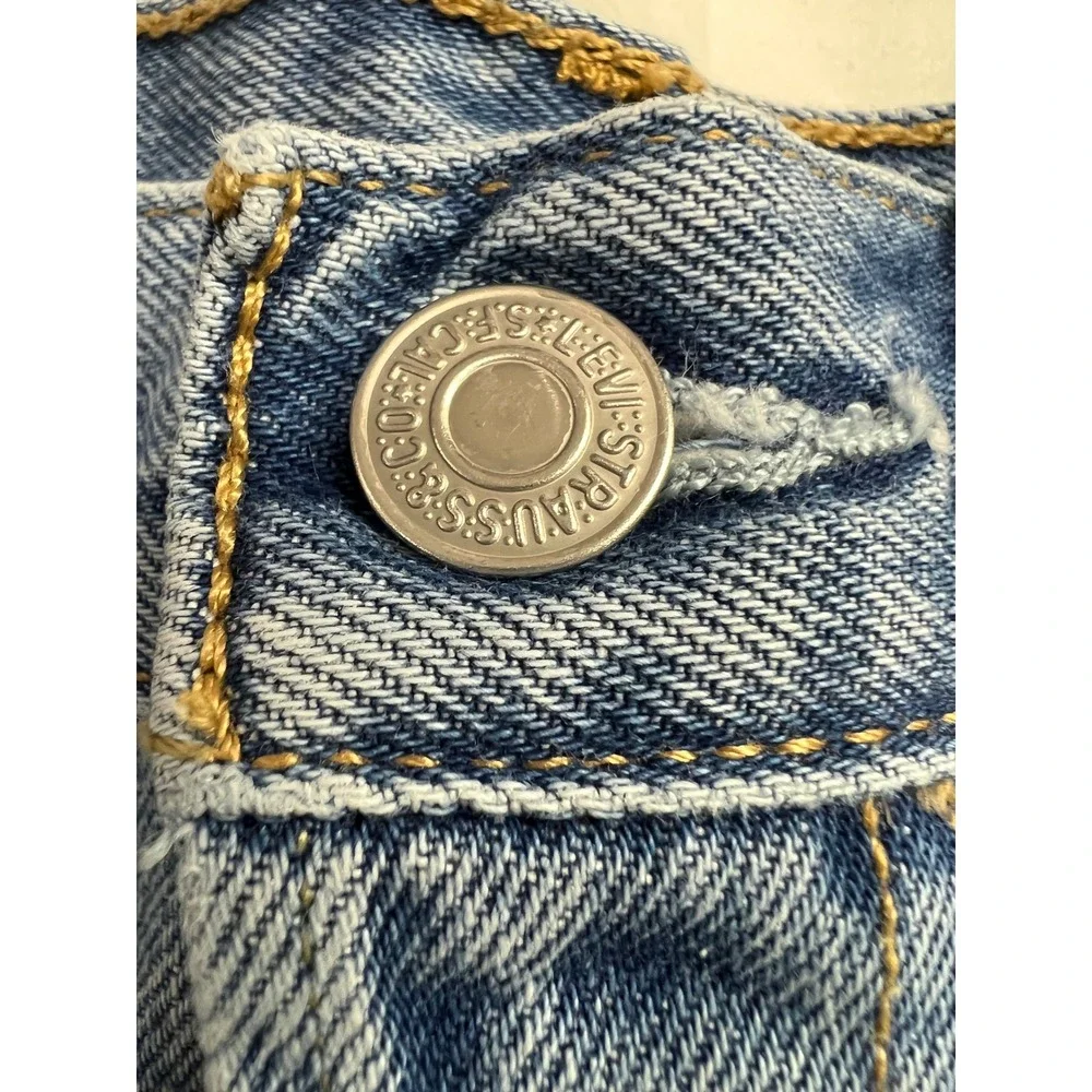 Levi's 501 Original‎ Cut Off Shorts Women 29 Blue Distressed Denim High Rise F1